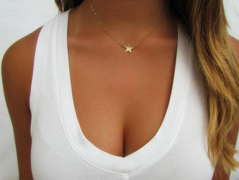 14K Solid Gold Star Necklace | Dainty Celestial Pendant